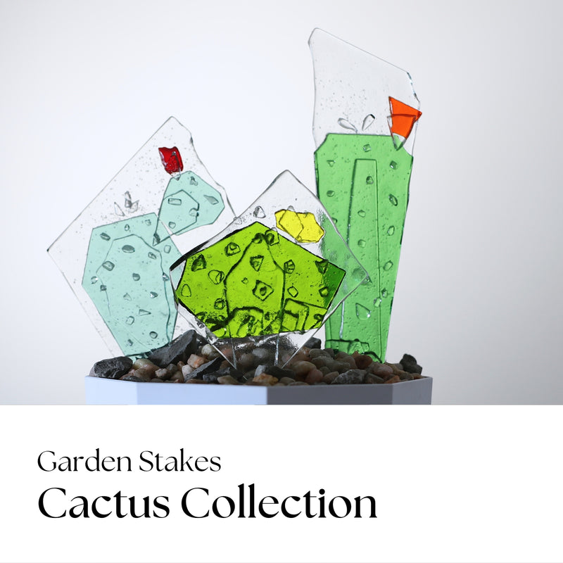 Glass Garden Stake: Eastern Prickly Pear Cactus