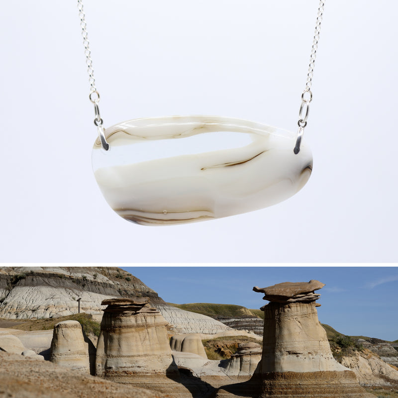 Canada's Places: Hoodoos, AB. Horizontal Glass Pendant Necklace 6/7