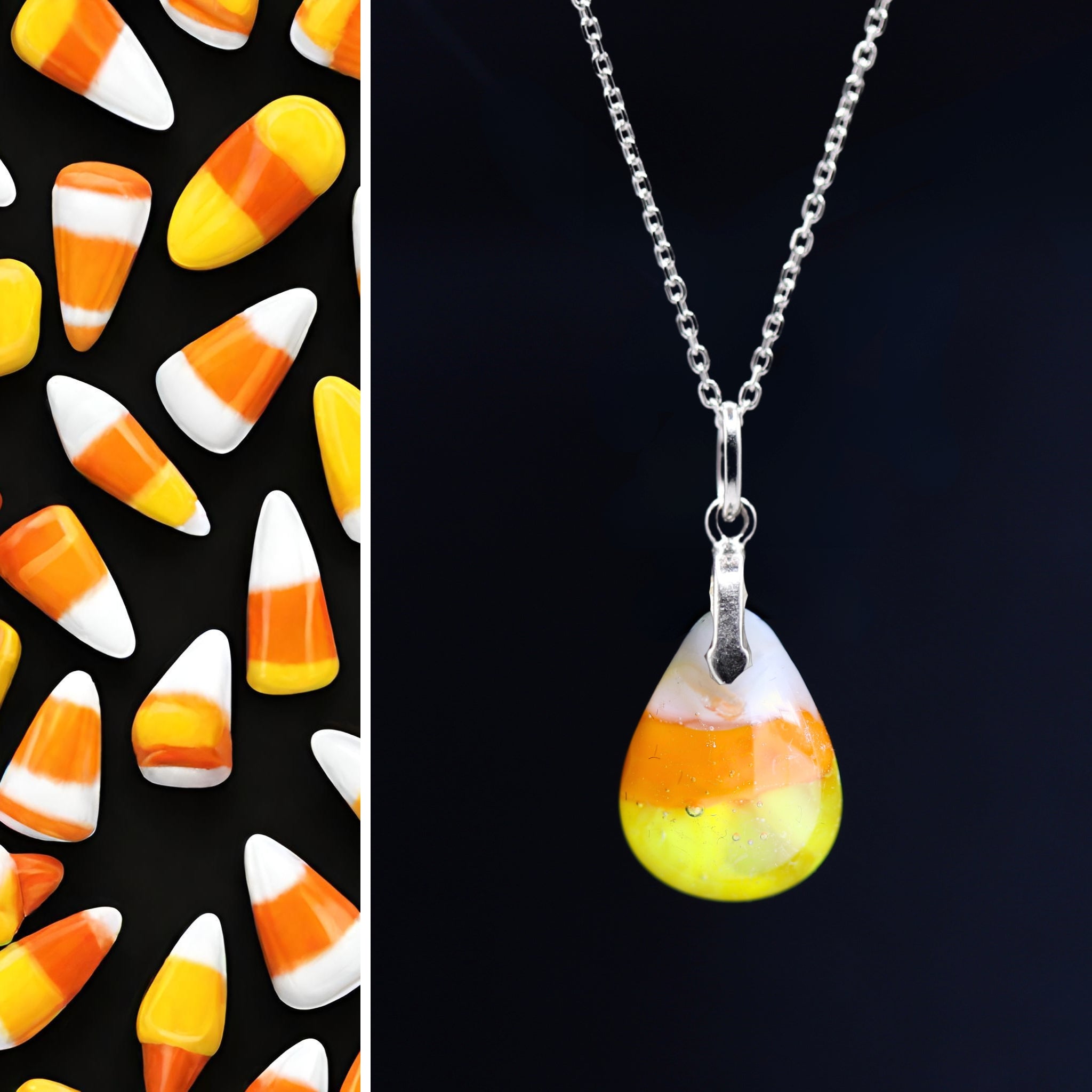 Candy Corn Drop Necklace *Halloween Limited Edition* Artglas