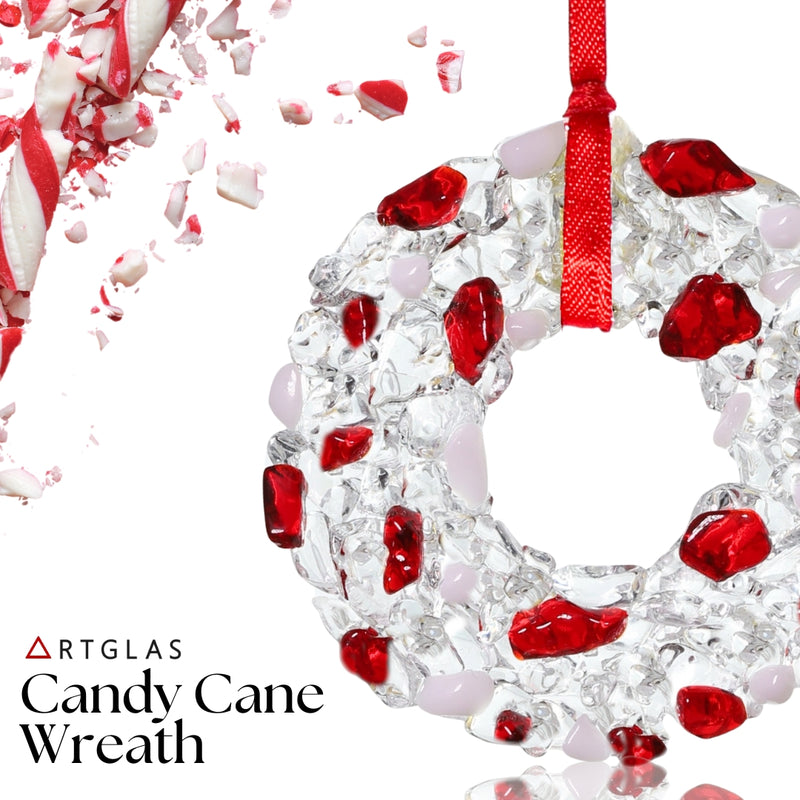 Artglas Ornament: Candy Cane Wreath