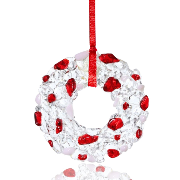 Artglas Ornament: Candy Cane Wreath