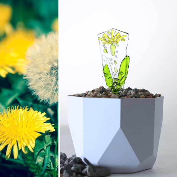 Glass Garden Stake: Dandelion