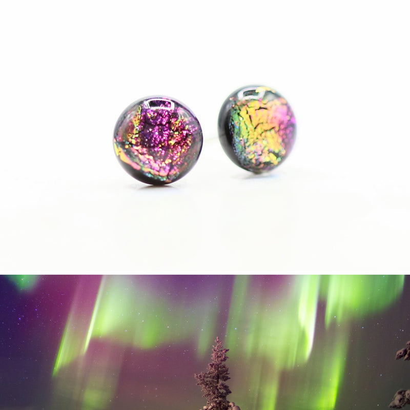 Purple/Green Aurora Glass Earrings