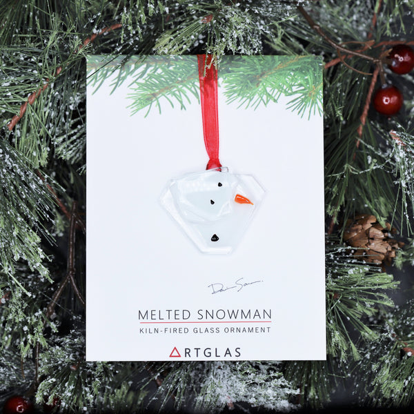 Artglas Christmas Ornament: Melted Snowman