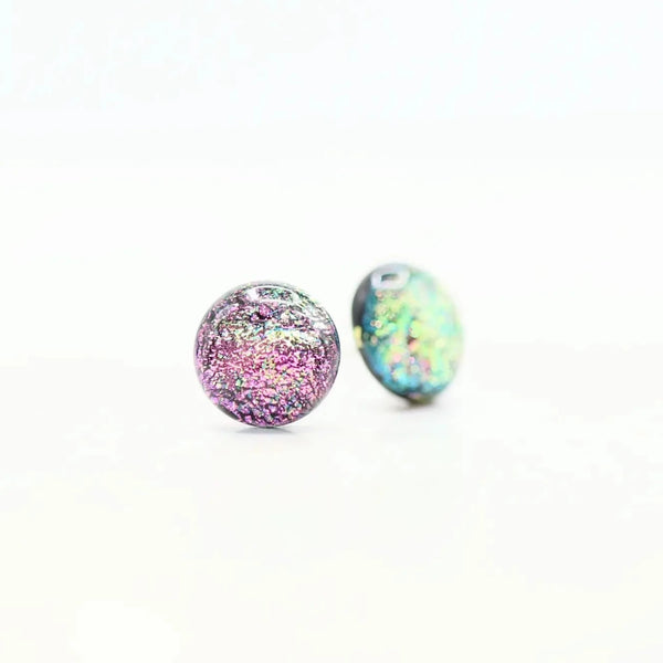 Pink/Teal Aurora Glass Earrings