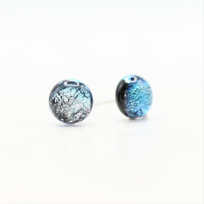 Silver/Blue Aurora Glass Earrings