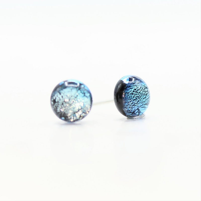 Silver/Blue Aurora Glass Earrings