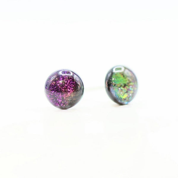 Magenta/Green Aurora Glass Earrings