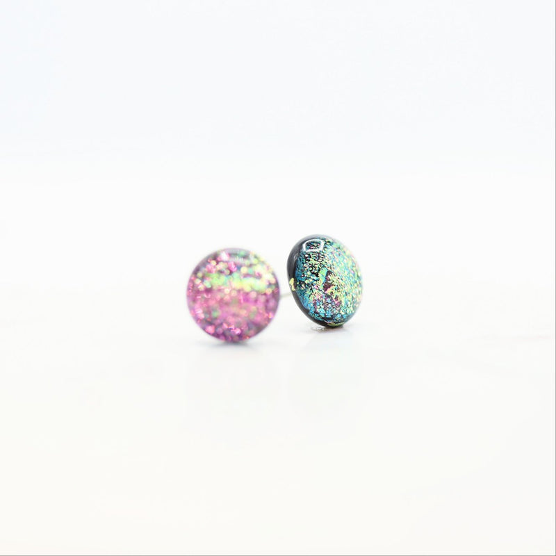 Pink/Teal Aurora Glass Earrings