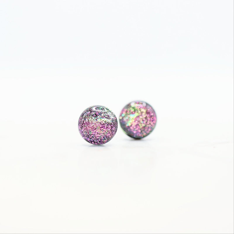 Pink/Teal Aurora Glass Earrings