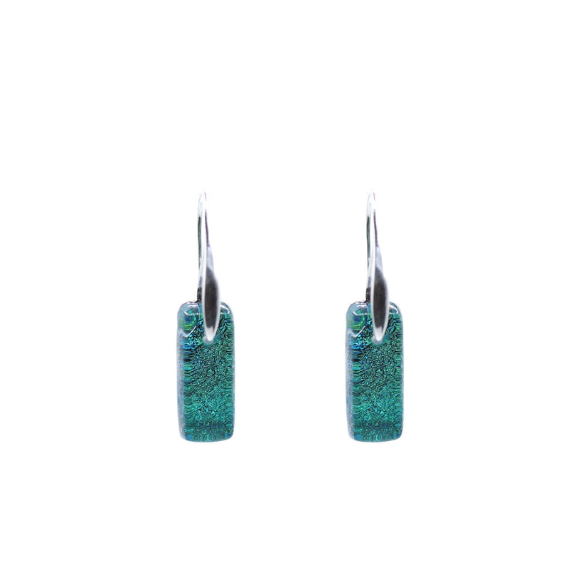 Teal Aurora Rectangle Drop Earrings