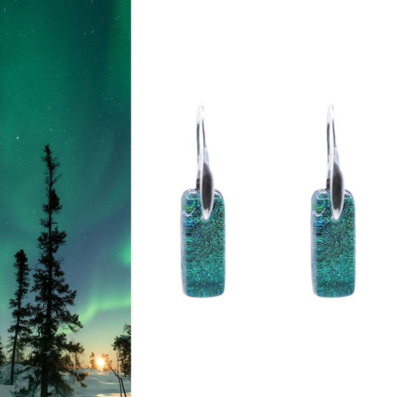 Teal Aurora Rectangle Drop Earrings
