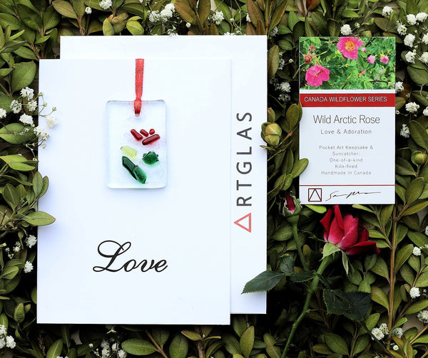 Glass Wild Arctic Rose Keepsake & Card